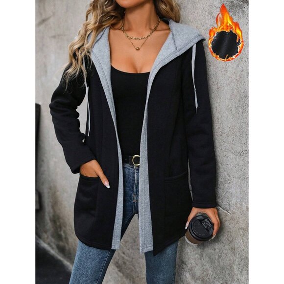 WILA Jackets & Blazers - layered hoodie parka fleece lined super warm coat hooded gray black